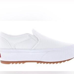 NWOT Vans White Canvas Platform Slip-On with Gum Outsole